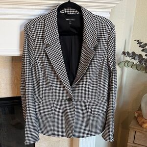 Glamour x Lane Bryant SZ 20 Houndstooth Single-Button Blazer - Black & White